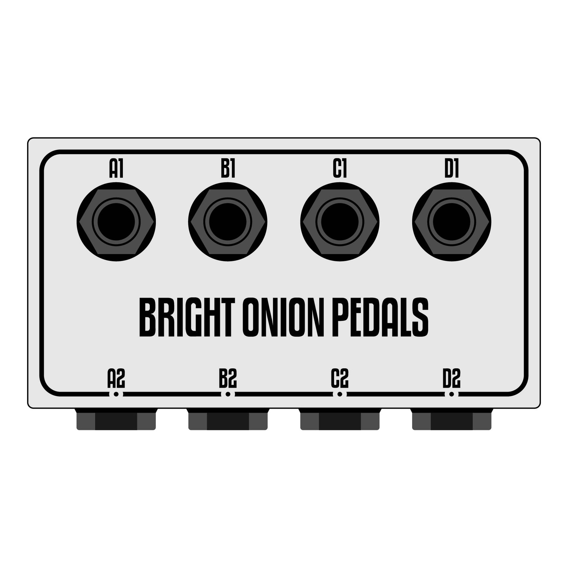 DYO 4 Gang Patchbox - Top and Side Sockets - Bright Onion Pedals