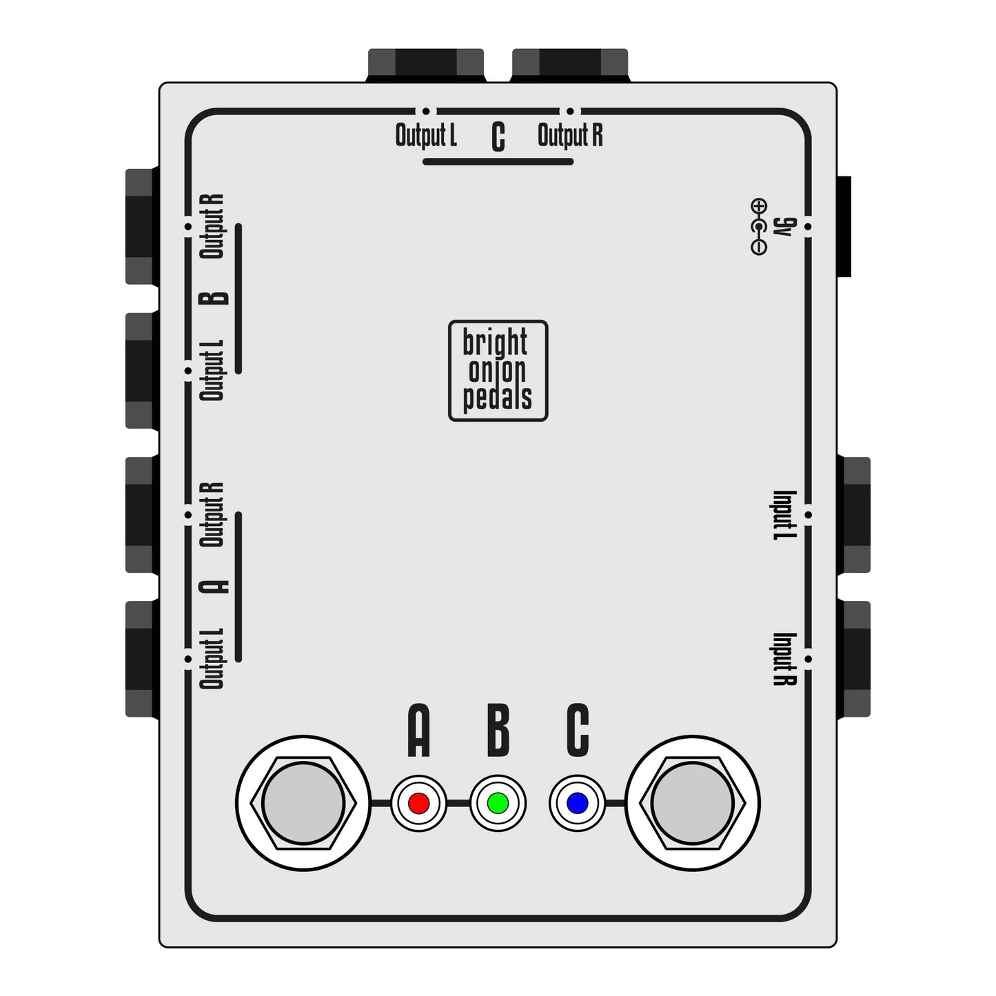 Stereo ABC Switch with Three Outputs - Bright Onion Pedals