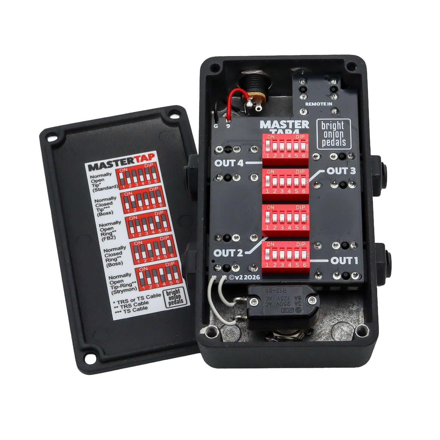 MasterTap4 Quad Tap Tempo Switch - Bright Onion Pedals - Internal