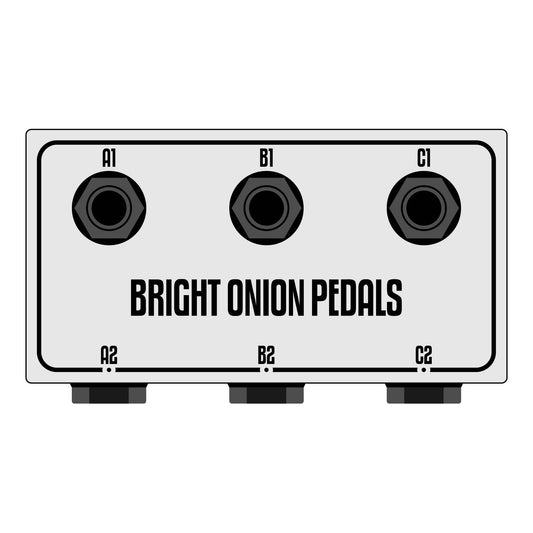 DYO 3 Gang Patchbox - Top and Side Sockets - Bright Onion Pedals