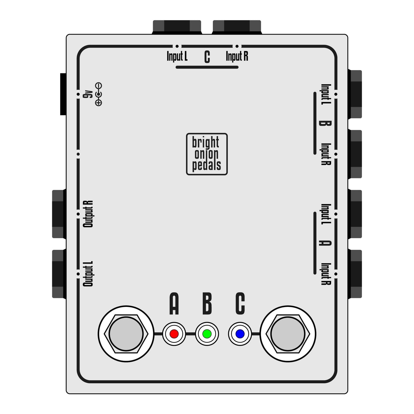 Stereo ABC Switch with Three Inputs - Bright Onion Pedals