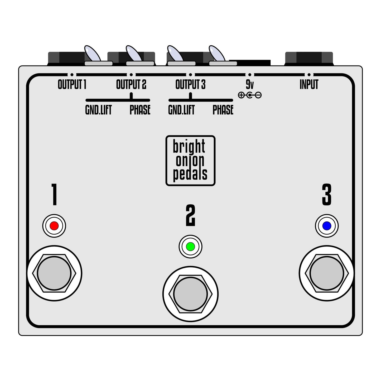 Three Way Splitter Pedal with Isolated Outputs - Bright Onion Pedals